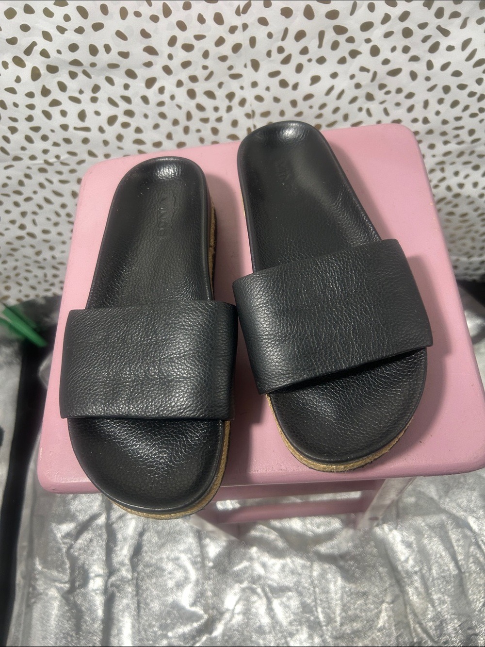 Vince Black Slide Sandals for Women